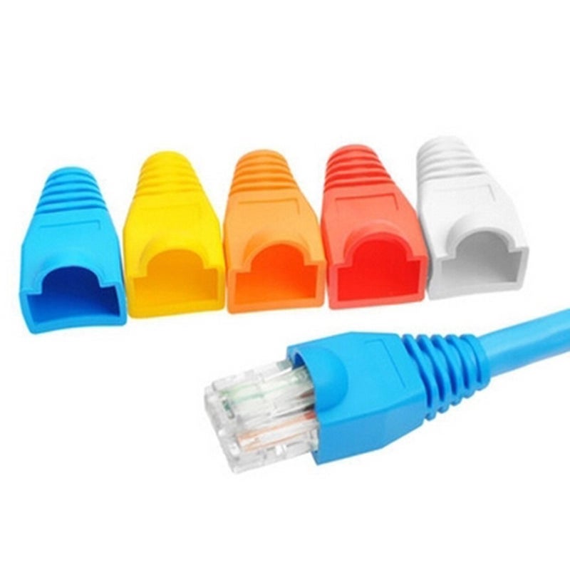 YXQ 100 Pcs Cat5E CAT6 RJ45 Ethernet Network Cable Strain Relief Boots Cable Connector Plug Cover (10 Colors) - Image 3